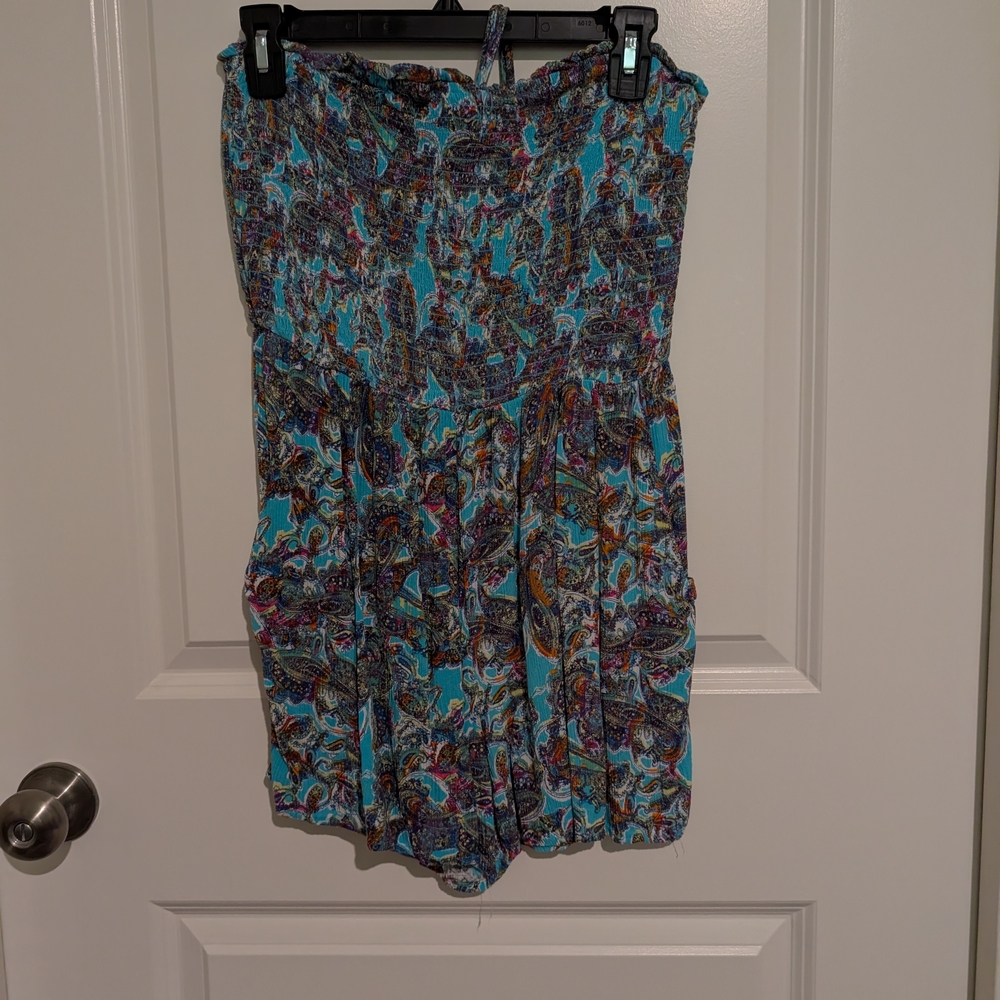 Colorful Paisley Strapless Romper